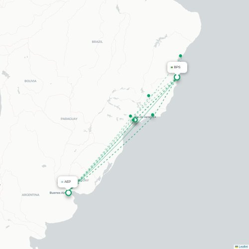 Mapa lotu bezpośredniego Porto Seguro – Buenos Aires