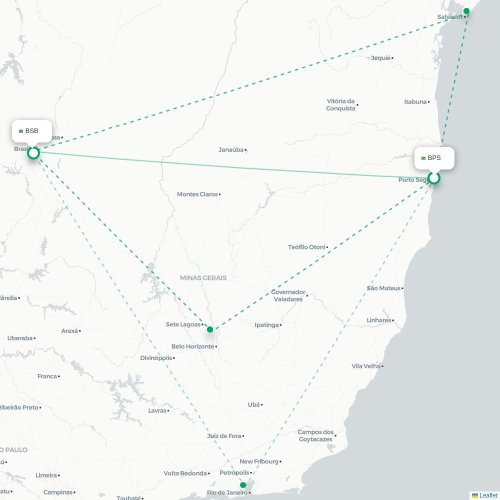 Mapa lotu bezpośredniego Porto Seguro – Brasília