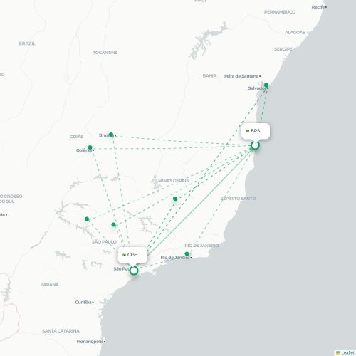 Mapa lotu bezpośredniego Porto Seguro – São Paulo