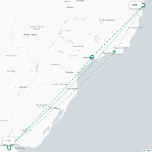 Mapa lotu bezpośredniego Porto Seguro – Buenos Aires