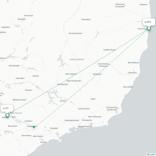 Mapa lotu bezpośredniego Porto Seguro – Bauru
