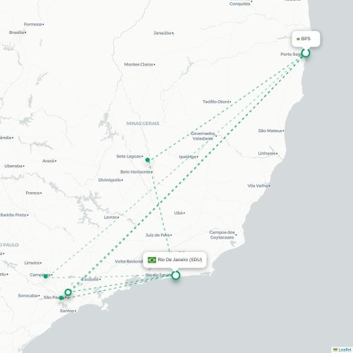 Mapa lotu bezpośredniego Porto Seguro – Rio de Janeiro