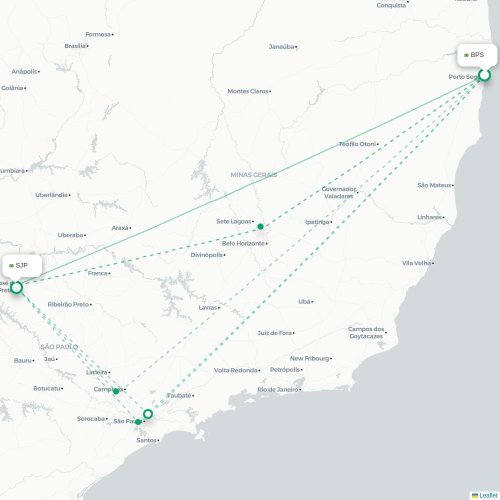 Mapa lotu bezpośredniego Porto Seguro – São José do Rio Preto