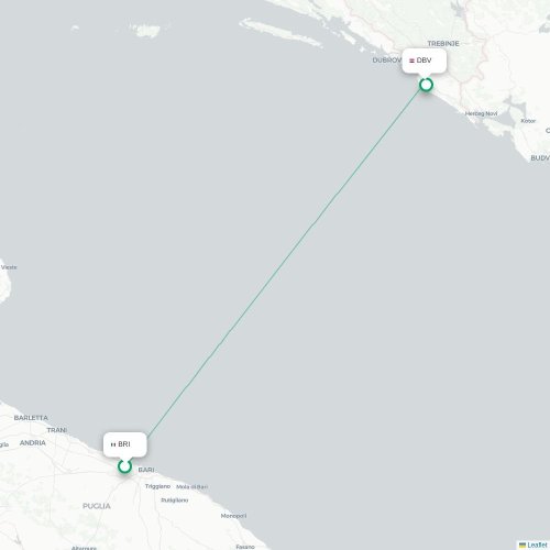 Mapa lotu bezpośredniego Bari – Dubrownik