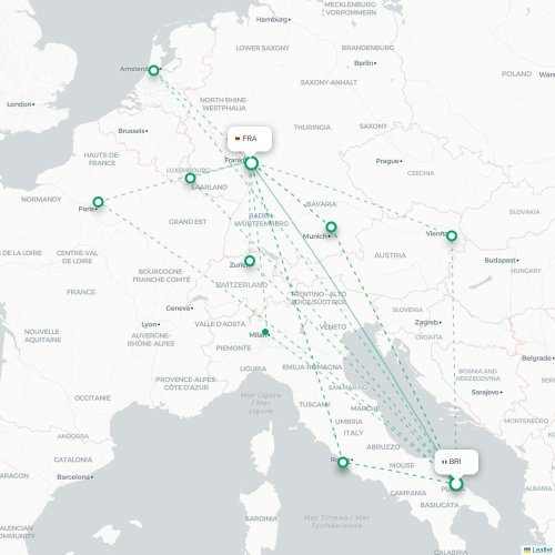 Bari - Frankfurt am Main direct flight map