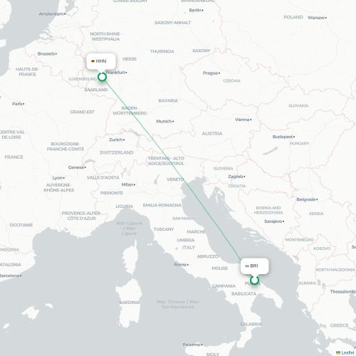 Bari - Frankfurt am Main kaart van rechtstreekse vlucht