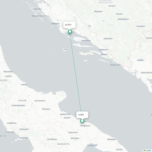 Bari - Split karta över direktflyg