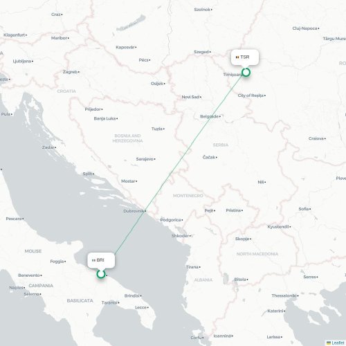 Mapa lotu bezpośredniego Bari – Timiszoara