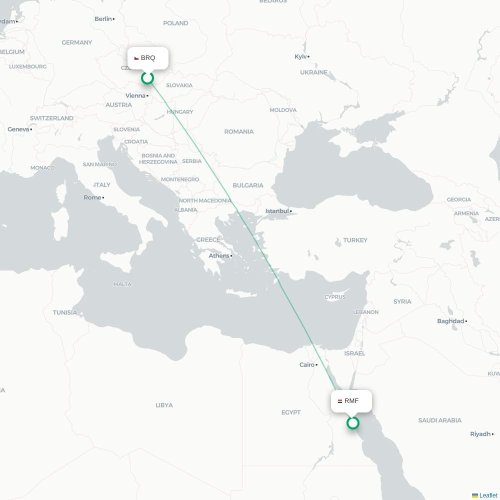 Mapa lotu bezpośredniego Brno – Marsa Alam