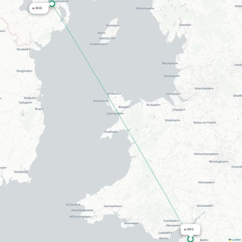 Bristol - Belfast karta över direktflyg