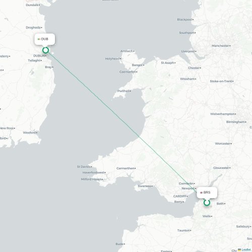 Bristol - Dublin karta över direktflyg