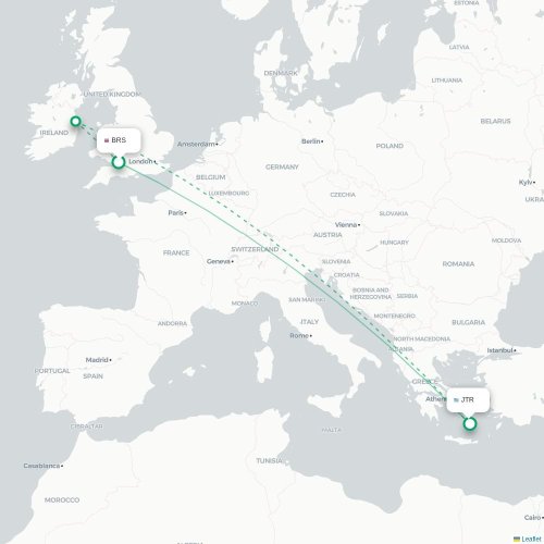 Mapa de vuelo directo Brístol - Fira