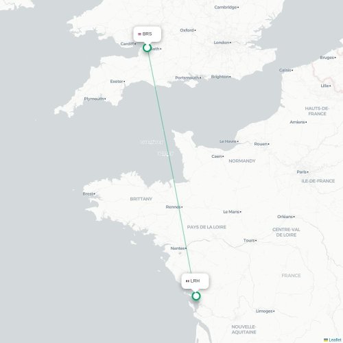Bristol - La Rochelle kaart van rechtstreekse vlucht