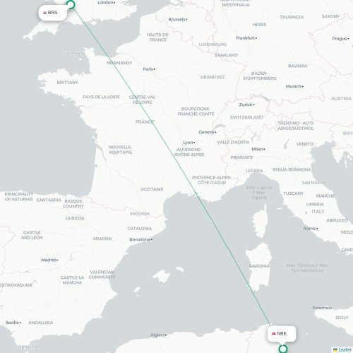 Mapa lotu bezpośredniego Bristol – Enfidha