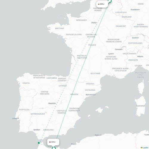 Mapa lotu bezpośredniego Bruksela – Al-Husajma