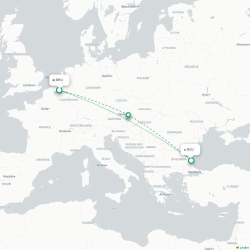 Mapa lotu bezpośredniego Bruksela – Burgas