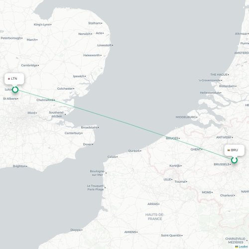 Brussels - London karta över direktflyg