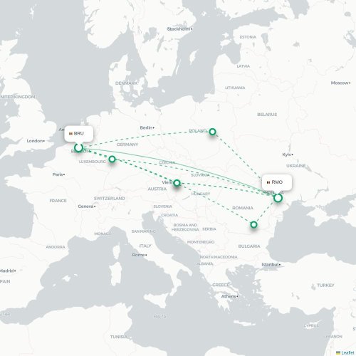 Brussels - Chisinau karta över direktflyg