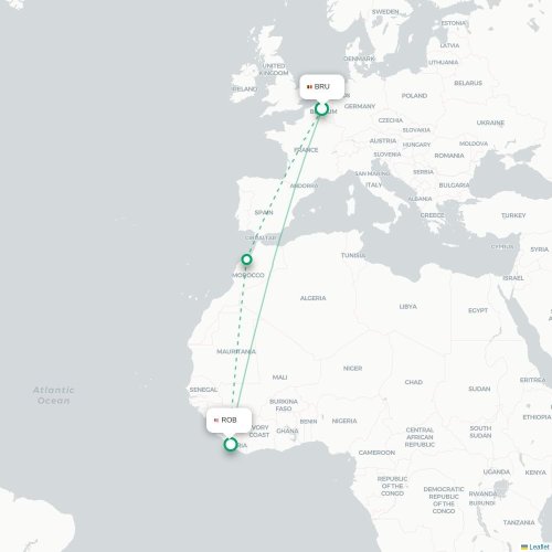 Brussels - Monrovia karta över direktflyg