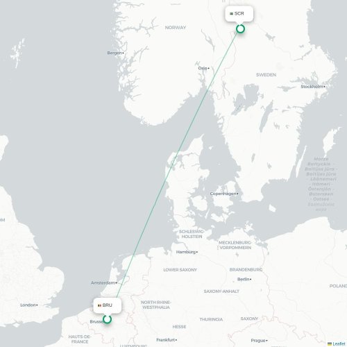 Brussels - Sälen-Trysil karta över direktflyg