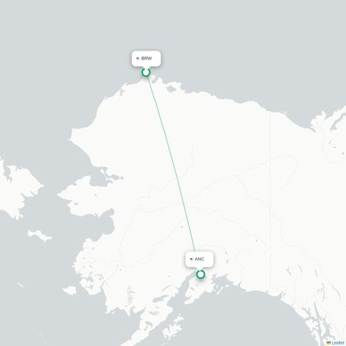 Mapa lotu bezpośredniego Barrow – Anchorage