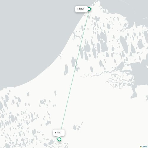 Mapa lotu bezpośredniego Barrow – Atqasuk