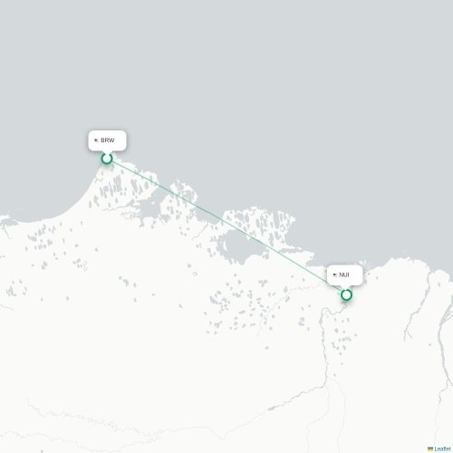 Mapa lotu bezpośredniego Barrow – Nuiqsut