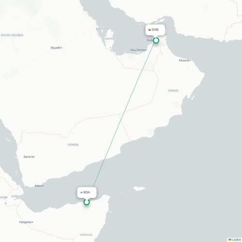 Bosasso - Dubaï carte du vol direct
