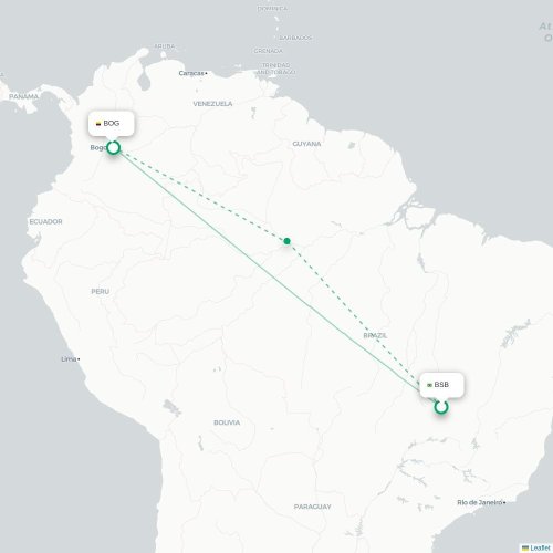 Brasilia - Bogota carte du vol direct