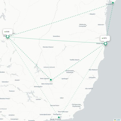 Mapa lotu bezpośredniego Brasília – Porto Seguro