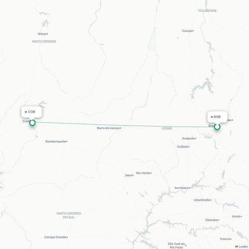 Mapa de vuelo directo Brasilia - Cuiabá