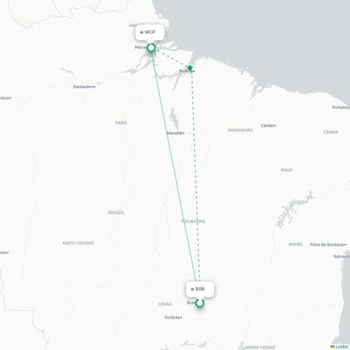 Mapa de vuelo directo Brasilia - Macapá