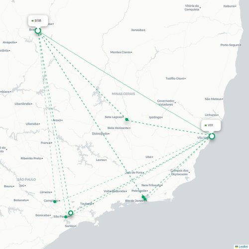 Mapa lotu bezpośredniego Brasília – Vitória
