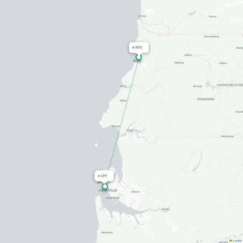 Mapa de vuelo directo Bata - Libreville