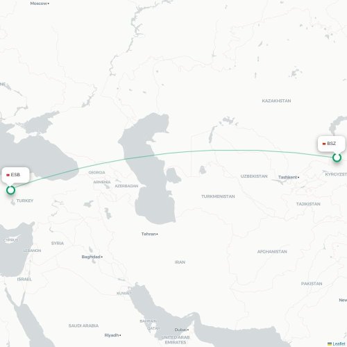 Mapa de vuelo directo Biskek - Angora