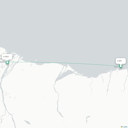 Mapa lotu bezpośredniego Barter Island – Prudhoe Bay