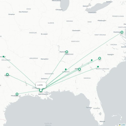 Route map Baton Rouge  BTR 