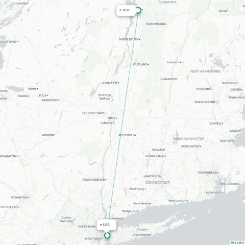 Burlington - New York karta över direktflyg