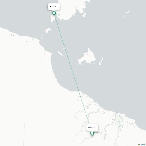 Burketown - Mornington kort over direkte fly