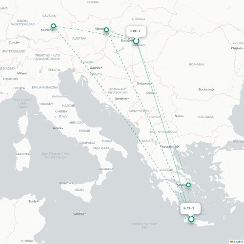 Budapest - La Canée carte du vol direct