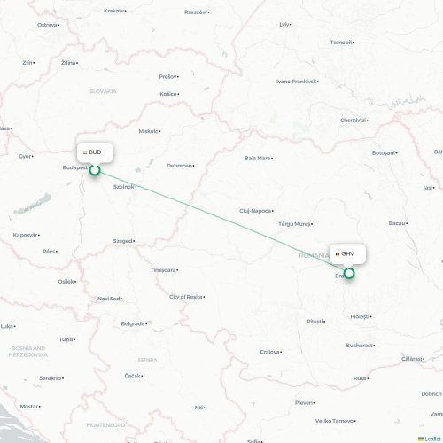 Boedapest - Braşov kaart van rechtstreekse vlucht