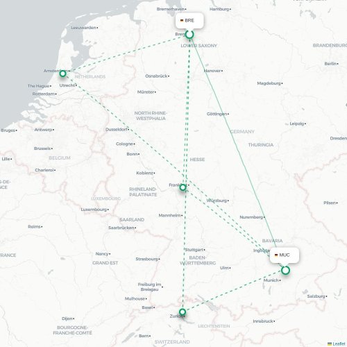 Budapest - Munich carte du vol direct