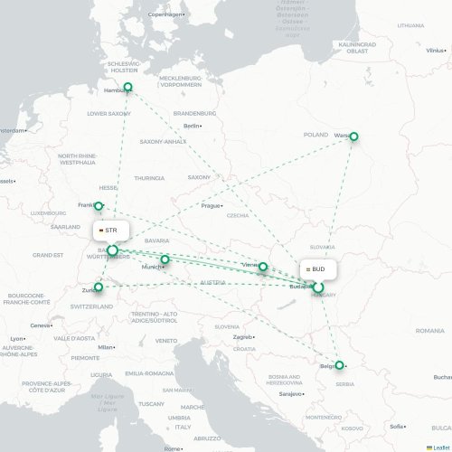Budapest - Stuttgart carte du vol direct
