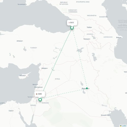- Amman karta över direktflyg