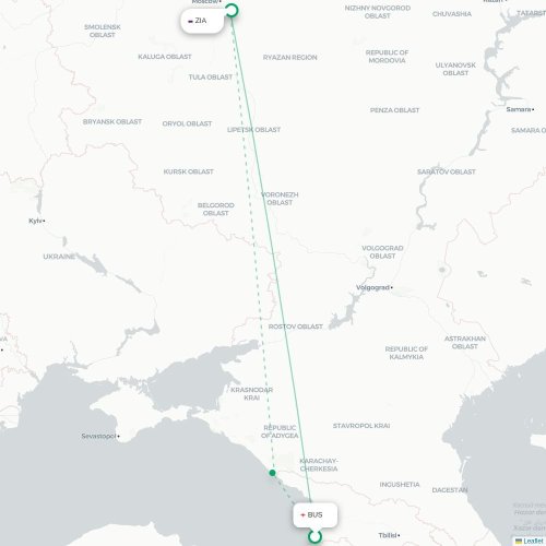 - Zhukovsky karta över direktflyg