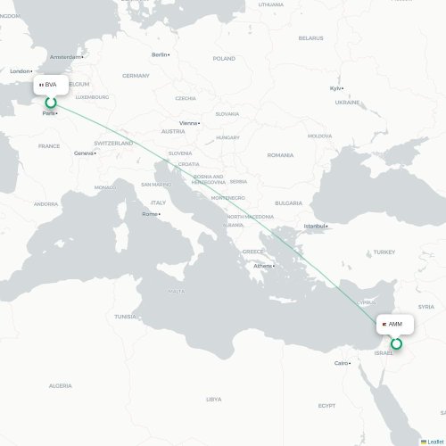 Beauvais - Amman karta över direktflyg