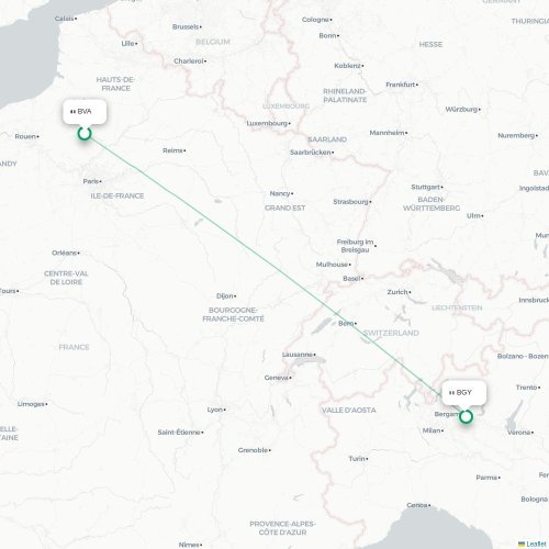 Beauvais - Bergamo karta över direktflyg