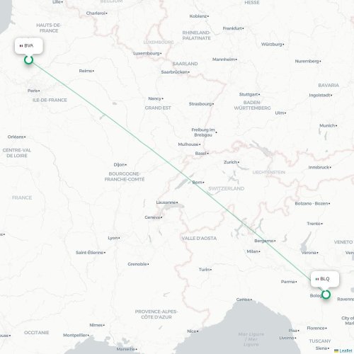 Beauvais - Bologna karta över direktflyg