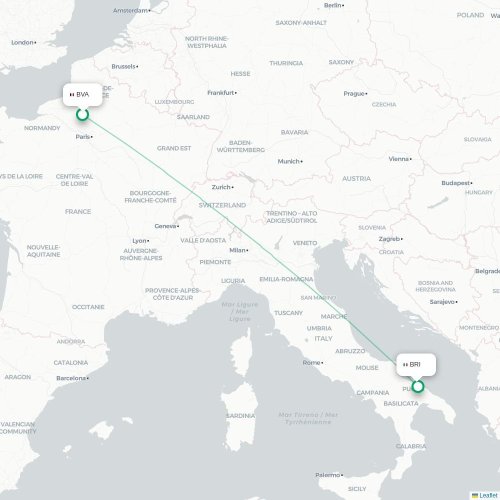 Beauvais - Bari karta över direktflyg