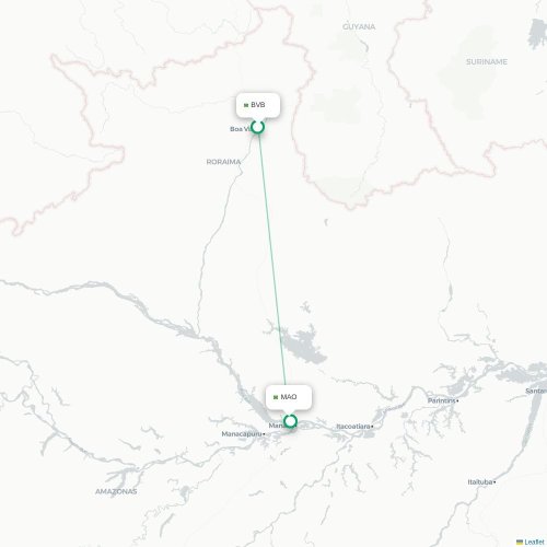 Boa Vista - Manaus karta över direktflyg